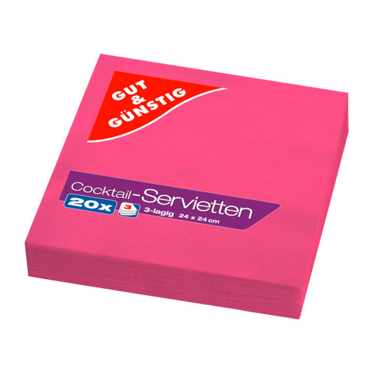 GUT&GÜNSTIG Servietten FSC pink 3-lagig 24x24cm 20ST