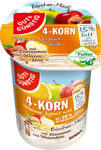 GUT&GÜNSTIG 4-Korn Fruchtjoghurt Birchermüsli 1,5% 250g