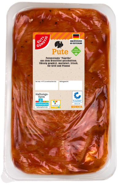 Gut&Günstig Puten Steaks Paprika gewürzt mariniert 550g QS ITW