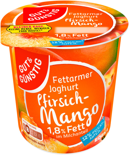 GUT&GÜNSTIG Fruchtjoghurt fettarm Pfirsich-Mango Kleiner Kauf 1,8% 150g