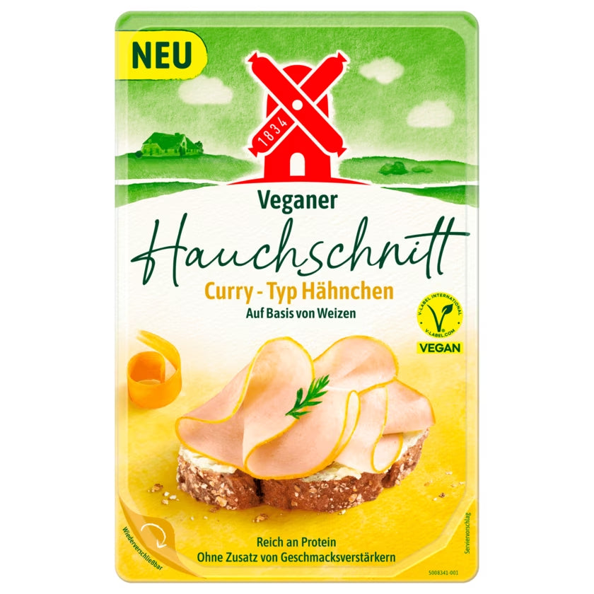 Rügenwalder veganer Hauchschnitt Curry Typ Hähnchen 70g