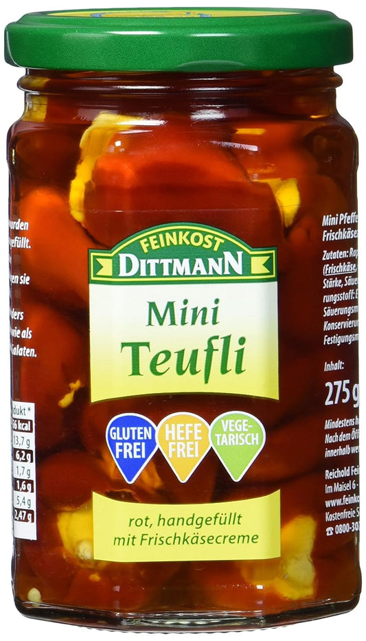 Feinkost Dittmann Mini-Teufli rot gefüllt mit Frischkäsecreme 275g