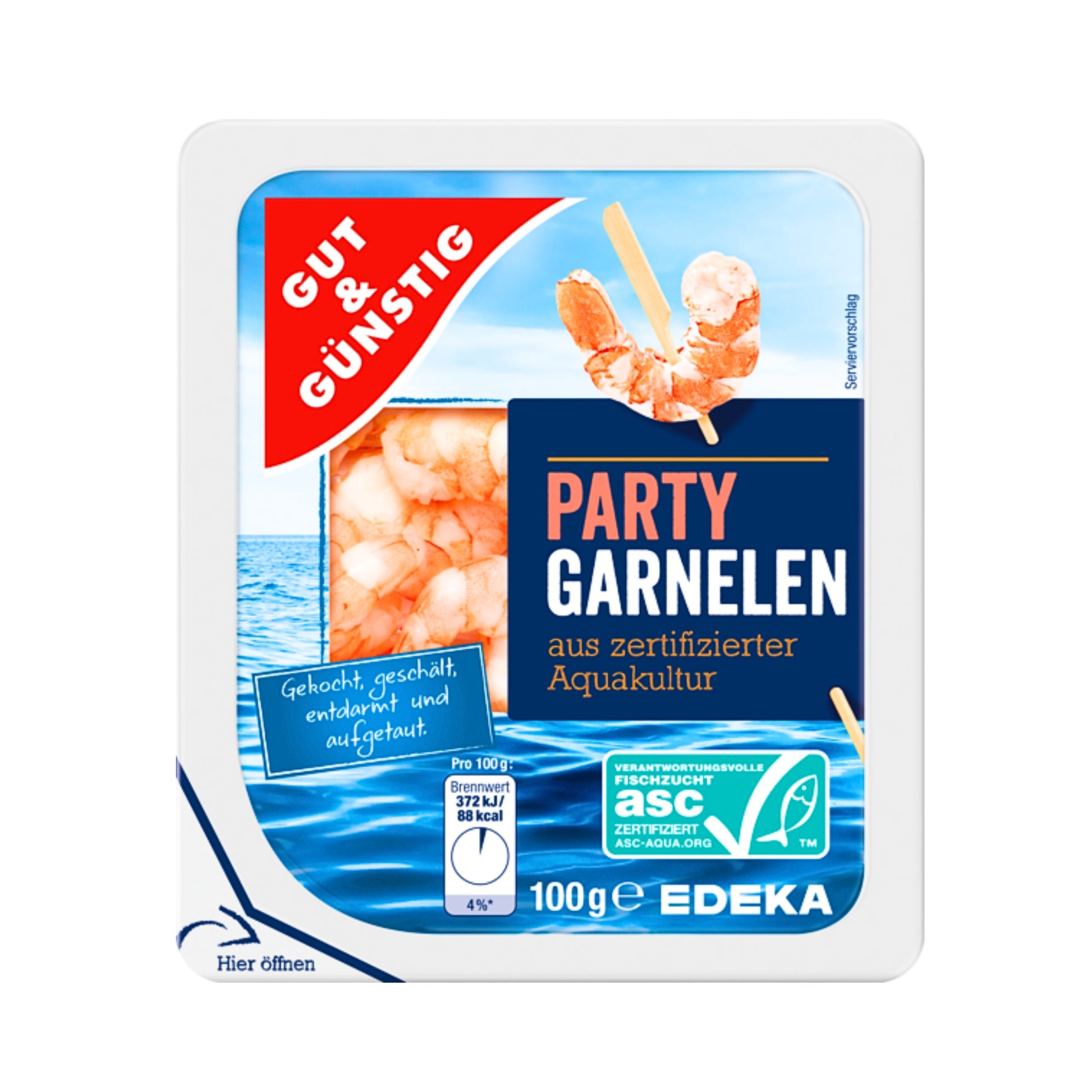 ASC GUT&GÜNSTIG Party Garnelen aus zertifizierter Aquakultur aus Indonesien 100g foodpipe [Lebensmittel-Lieferservice Rostock]