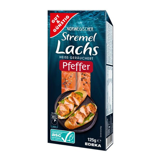 ASC GUT&GÜNSTIG Stremellachs Pfeffer 125g foodpipe [Lebensmittel-Lieferservice Rostock]