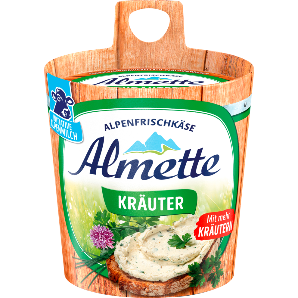 Almette Alpenfrischkäse Natur Kräuter Doppelrahmstufe 150g foodpipe [Lebensmittel-Lieferservice Rostock]