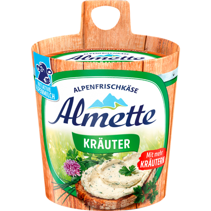 Almette Alpenfrischkäse Natur Kräuter Doppelrahmstufe 150g foodpipe [Lebensmittel-Lieferservice Rostock]
