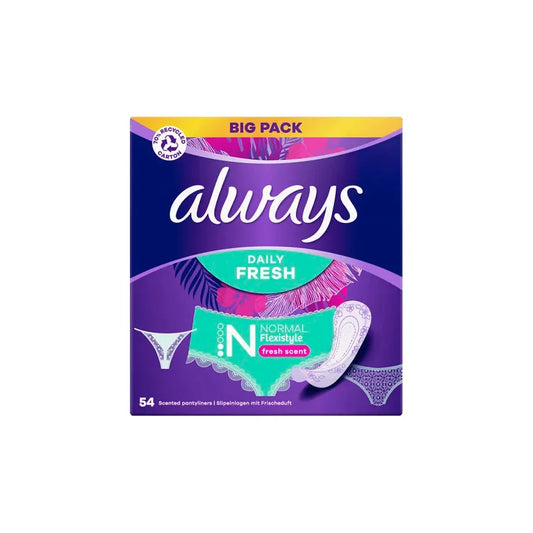 Always Daily Fresh Flexistyle Normal Slipeinlagen mit Frischeduft Big Pack 54ST foodpipe [Lebensmittel-Lieferservice Rostock]