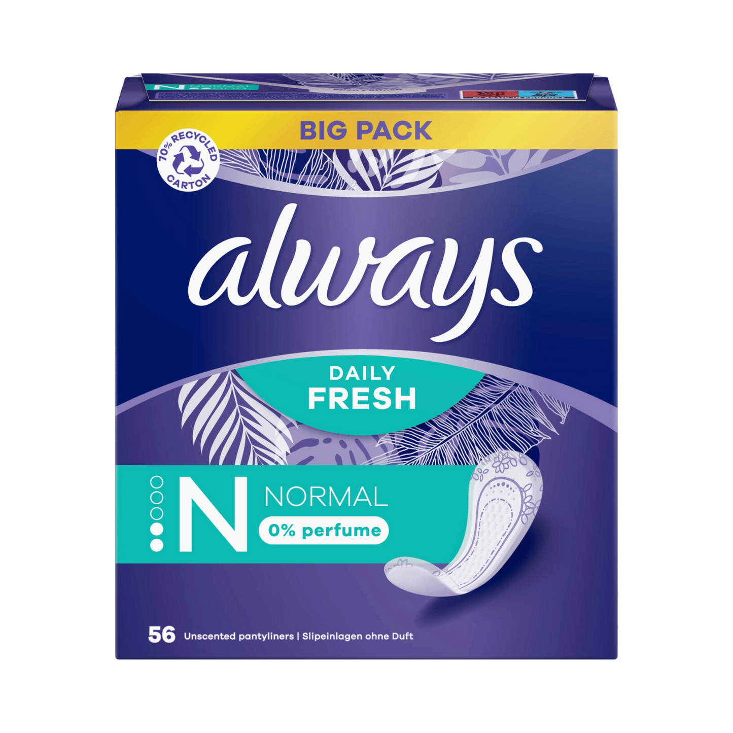 Always Daily Fresh Normal Slipeinlagen ohne Duft Big Pack 56ST foodpipe [Lebensmittel-Lieferservice Rostock]