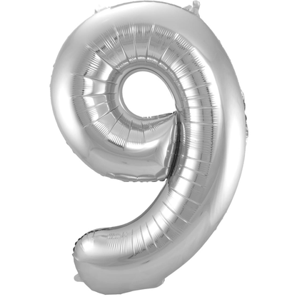 Amscan Folienballon medium silber Nr.9 foodpipe [Lebensmittel-Lieferservice Rostock]