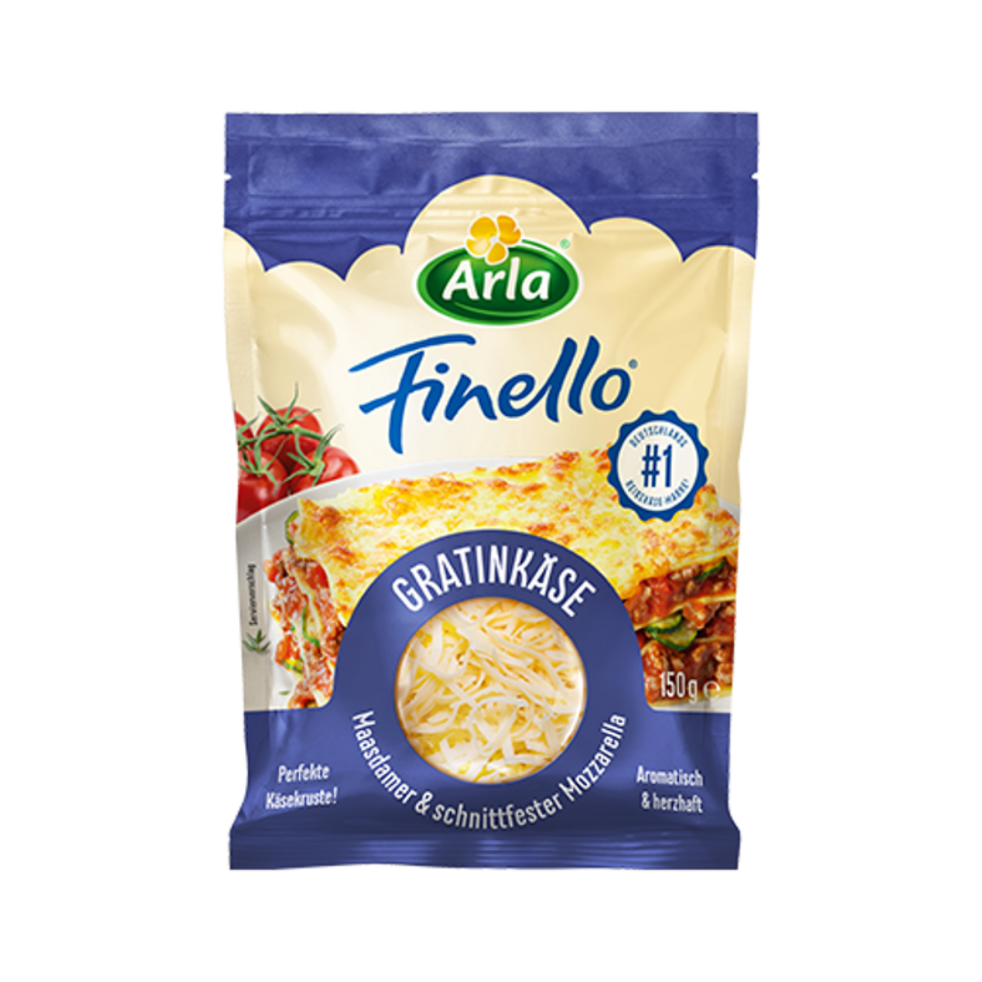 Arla Finello Gratinkäse gerieben 43% Fettstufe 150g foodpipe [Lebensmittel-Lieferservice Rostock]