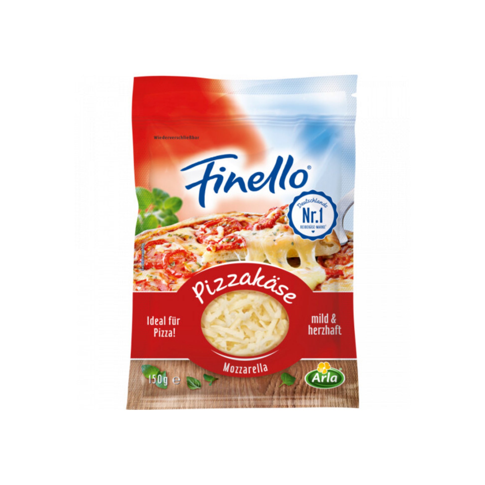 Arla Finello Pizzakäse gerieben 40% Fettstufe 150g foodpipe [Lebensmittel-Lieferservice Rostock]