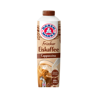 Bärenmarke Frischer Eiskaffee Cappuccino verfeinert mit Schoko 1,8% 1l foodpipe Rostock [Lebensmittel-Lieferservice Rostock]
