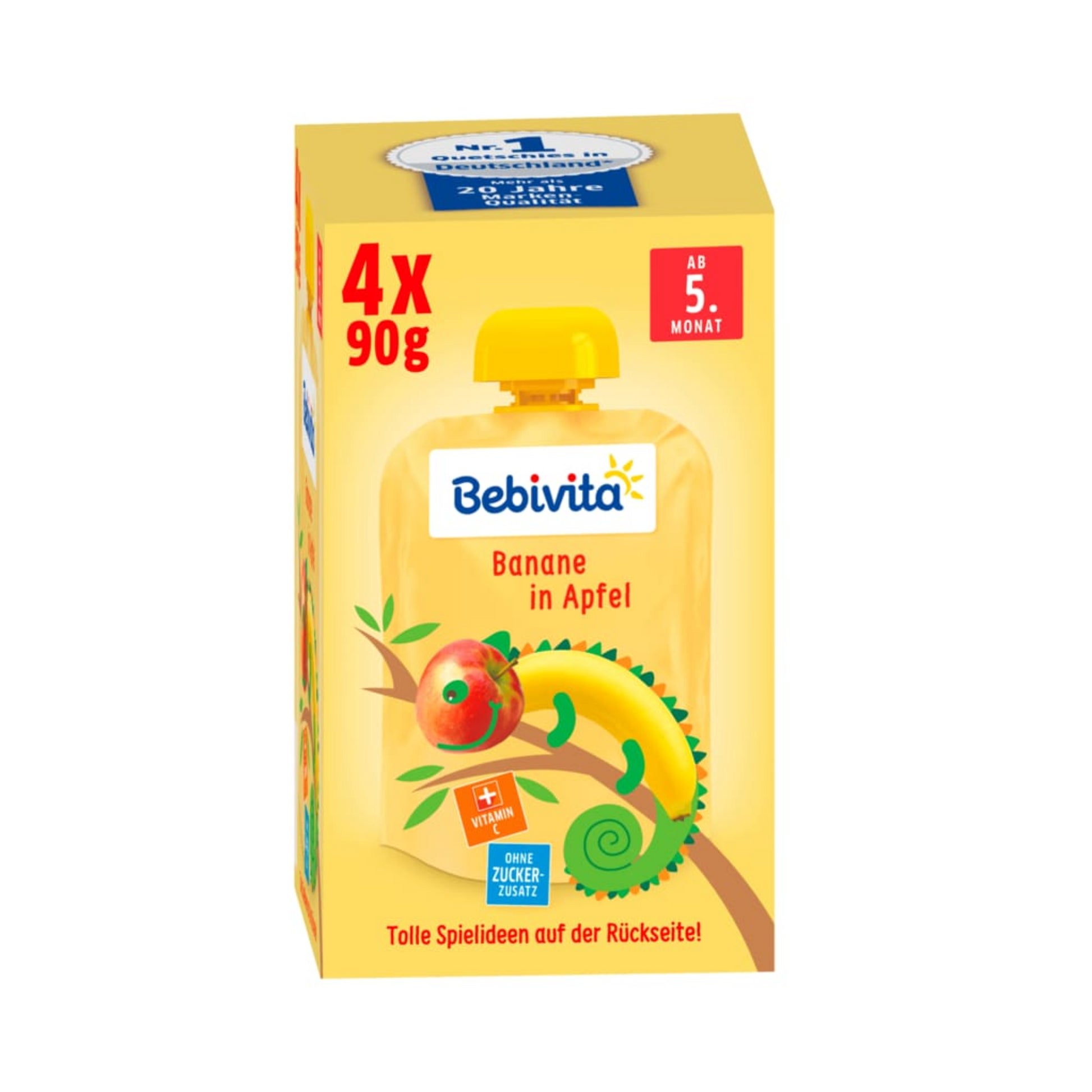 Bebivita Banane in Apfel Früchtezubereitung ab 5.Monat 4x90g foodpipe [Lebensmittel-Lieferservice Rostock]