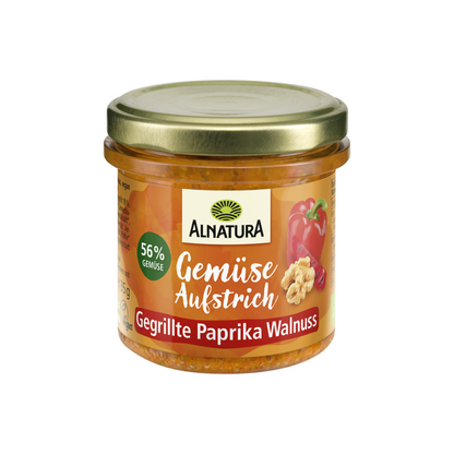 Bio Alnatura Aufstrich Gartengemüse Paprika Walnuss 135g foodpipe [Lebensmittel-Lieferservice Rostock]
