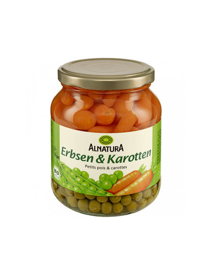 Bio Alnatura Erbsen und Möhren 340g foodpipe [Lebensmittel-Lieferservice Rostock]
