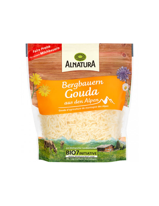 Bio Alnatura Gouda gerieben 45% Vollfettstufe 150g foodpipe [Lebensmittel-Lieferservice Rostock]