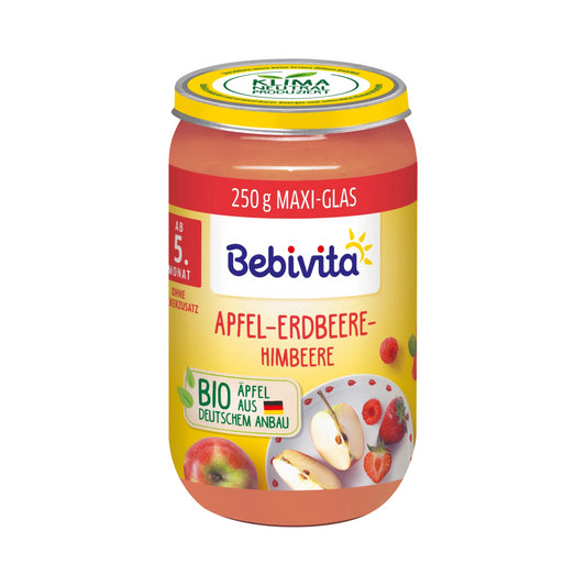 Bio Bebivita Apfel-Erdbeere-Himbeere ab 5.Monat 250g foodpipe [Lebensmittel-Lieferservice Rostock]