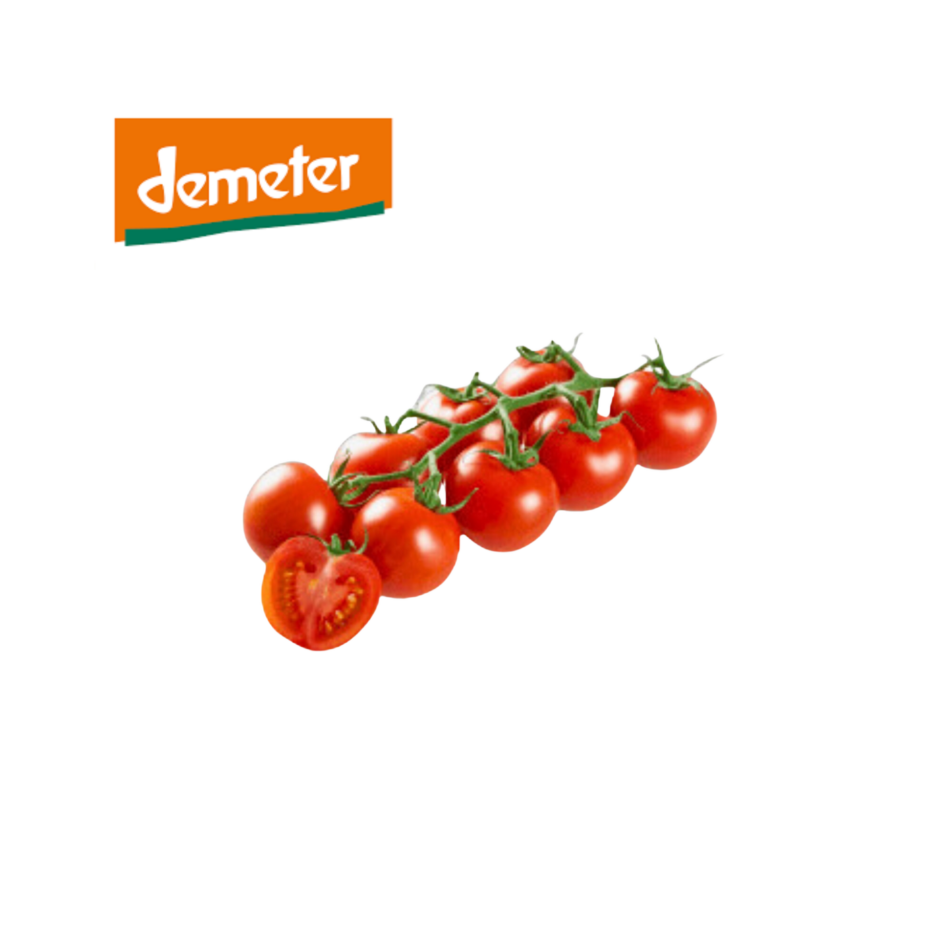 Bio Demeter Cherrytomaten Spanien Klasse II 250g Kartonschale in Folie foodpipe [Lebensmittel-Lieferservice Rostock]