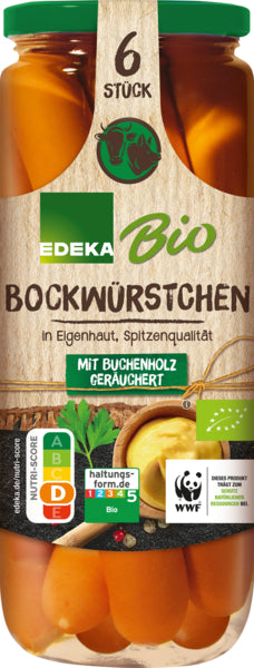 Bio EDEKA Bockwürstchen 6ST 395g foodpipe [Lebensmittel-Lieferservice Rostock]