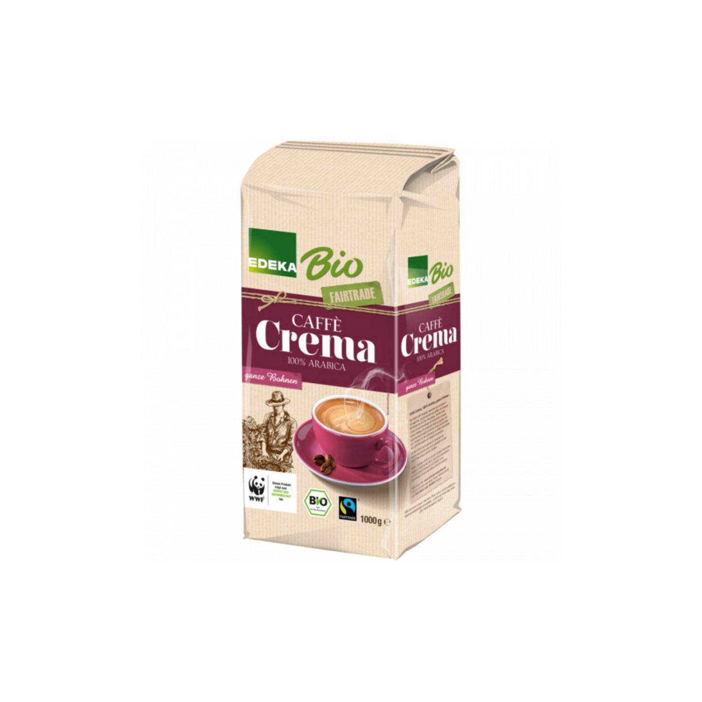 Bio EDEKA Caffe Crema ganze Bohnen Transfair 1000g foodpipe [Lebensmittel-Lieferservice Rostock]