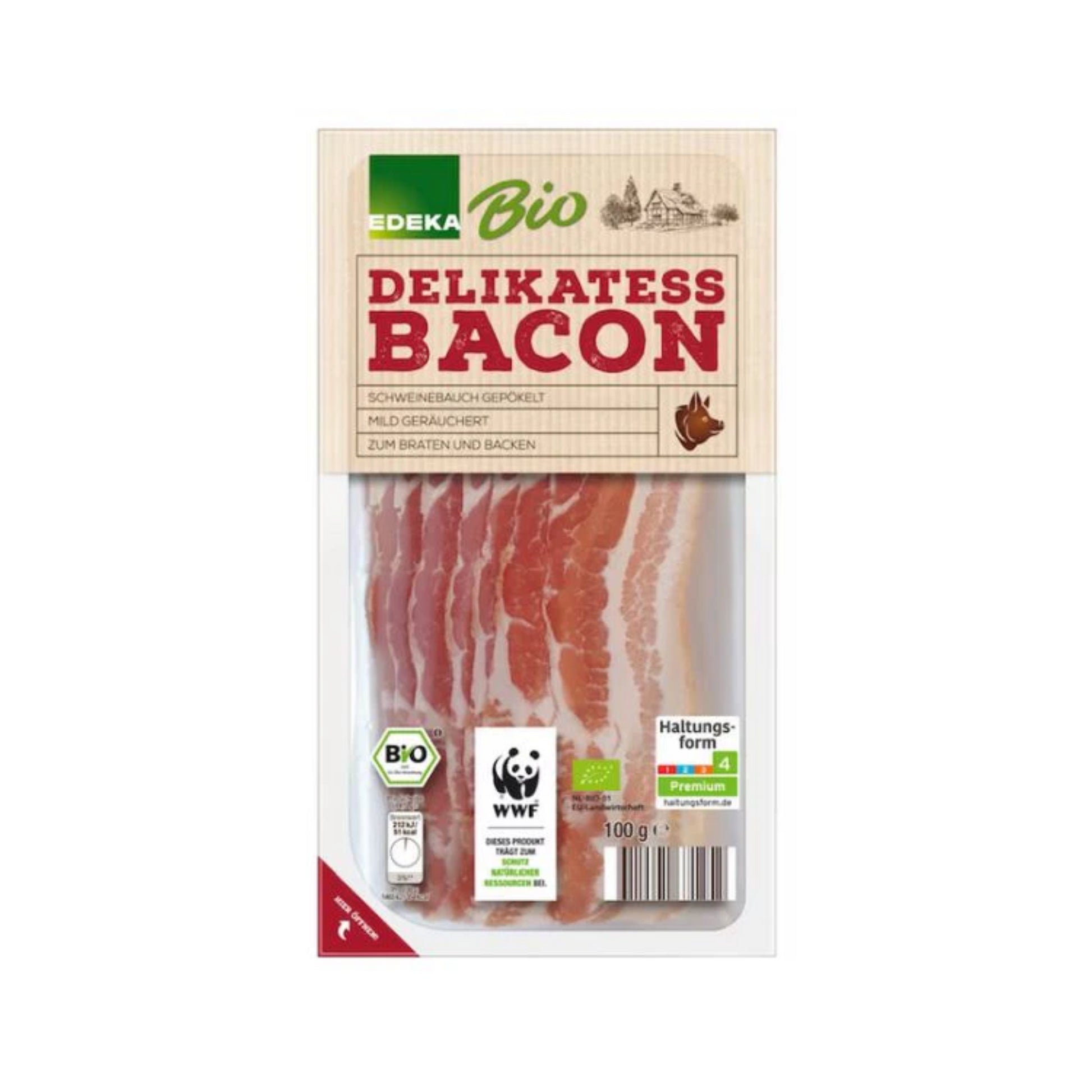 Bio EDEKA Delikatess Bacon 100g foodpipe [Lebensmittel-Lieferservice Rostock]