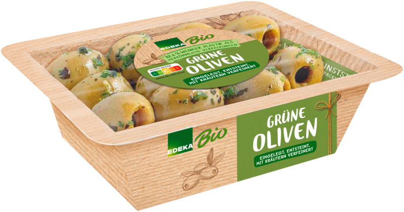 Bio EDEKA Grüne Oliven mariniert 150g foodpipe [Lebensmittel-Lieferservice Rostock]