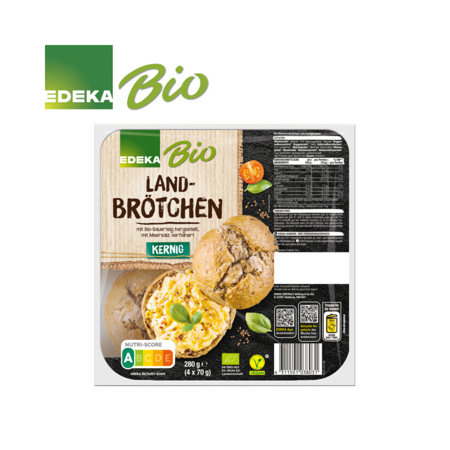 Bio EDEKA Landbrtchen Kernig 4ST 280g foodpipe Rostock Bio EDEKA Landbrtchen Kernig 4ST 280g foodpipe Rostock