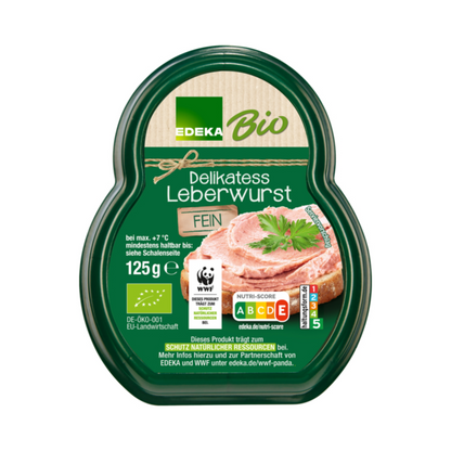 Bio EDEKA Leberwurst fein im Becher 125g foodpipe [Lebensmittel-Lieferservice Rostock]