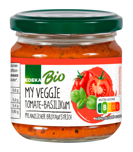 Bio EDEKA My Veggie Veganer Brotaufstrich Tomate Basilikum 180g foodpipe [Lebensmittel-Lieferservice Rostock]