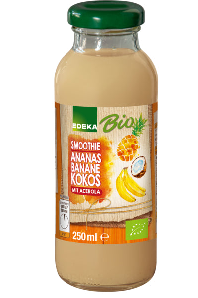 Bio EDEKA Smoothie Ananas Banane Kokos Acerola 250ml foodpipe [Lebensmittel-Lieferservice Rostock]