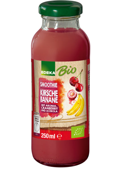 Bio EDEKA Smoothie Kirsch Banane Aronia Cranberry 250ml foodpipe [Lebensmittel-Lieferservice Rostock]