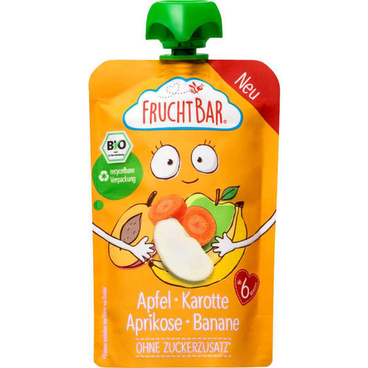 Bio Fruchtbar Fruchtpüree Apfel Karotte Aprikose 100g foodpipe [Lebensmittel-Lieferservice Rostock]