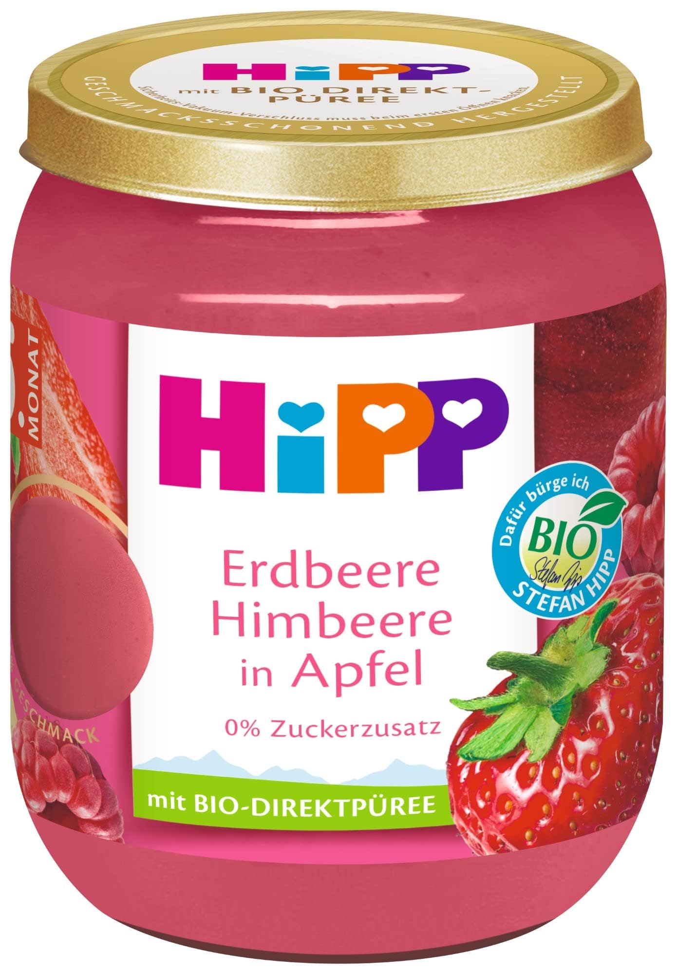 Bio Hipp Erdbeere Himbeere in Apfel 160g foodpipe [Lebensmittel-Lieferservice Rostock]