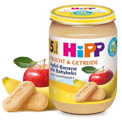 Bio Hipp Frucht&Getreide Apfel-Banane mit Babykeks ohne Zuckerzusatz ab dem 5.Monat 190g foodpipe [Lebensmittel-Lieferservice Rostock]
