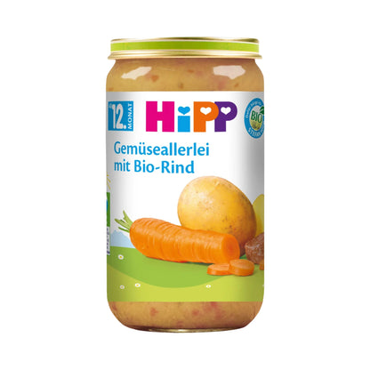 Bio Hipp Menü Gemüseallerlei mit Rind ab 12.Monat 250g foodpipe [Lebensmittel-Lieferservice Rostock]