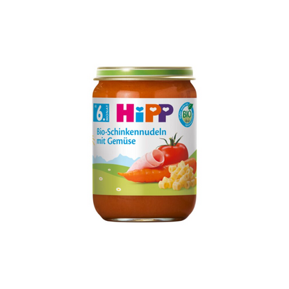 Bio Hipp Menüs Schinkennudeln mit Tomaten und Karotten ab dem 6.Monat 190g foodpipe [Lebensmittel-Lieferservice Rostock]