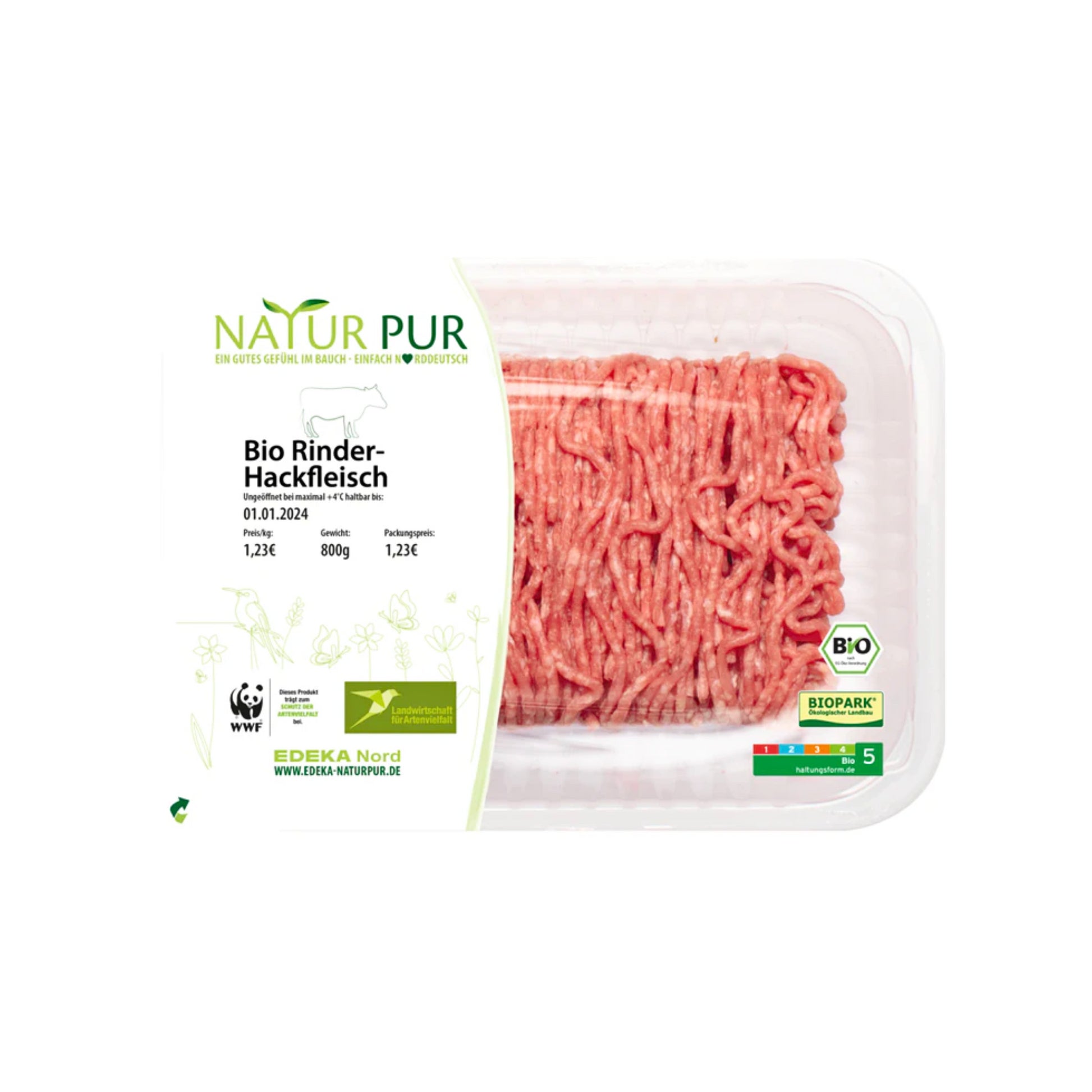 Bio Natur Pur Rinderhackfleisch gewolft 250g foodpipe [Lebensmittel-Lieferservice Rostock]