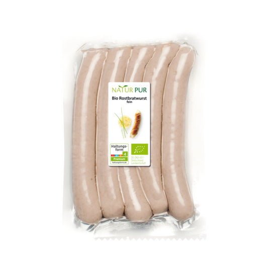 Bio Natur Pur Rostbratwurst fein 5x50g foodpipe [Lebensmittel-Lieferservice Rostock]