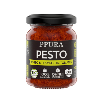 Bio PPURA Pesto Rosso mit 35% getrockneten Tomaten 120g foodpipe [Lebensmittel-Lieferservice Rostock]