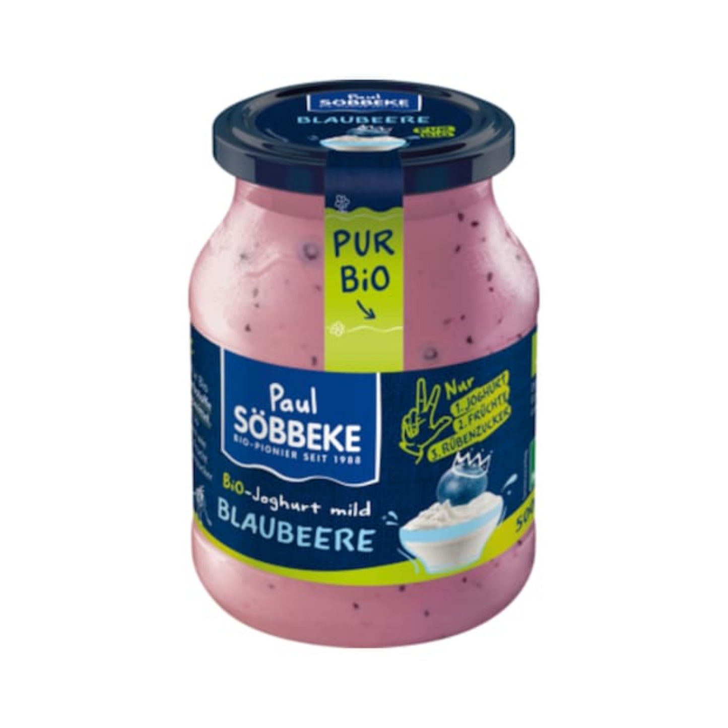 Bio Söbbeke Pur Bio Joghurt Blaubeere 3,8% 500g MW foodpipe [Lebensmittel-Lieferservice Rostock]