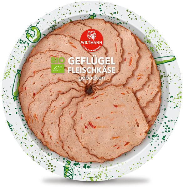 Bio Wiltmann Geflügel-Fleischkäse mit Paprika 80g foodpipe [Lebensmittel-Lieferservice Rostock]