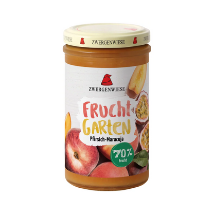 Bio Zwergenwiese Fruchtgarten Pfirsich-Maracuja 225g foodpipe Rostock [Lebensmittel-Lieferservice Rostock]