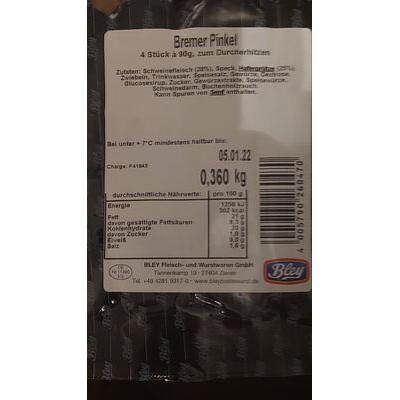 Bley Bremer Pinkel Naturdarm 4ST 360g foodpipe [Lebensmittel-Lieferservice Rostock]