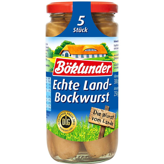 Böklunder Land-Bockwurst in Eigenhaut 5ST 380g foodpipe [Lebensmittel-Lieferservice Rostock]