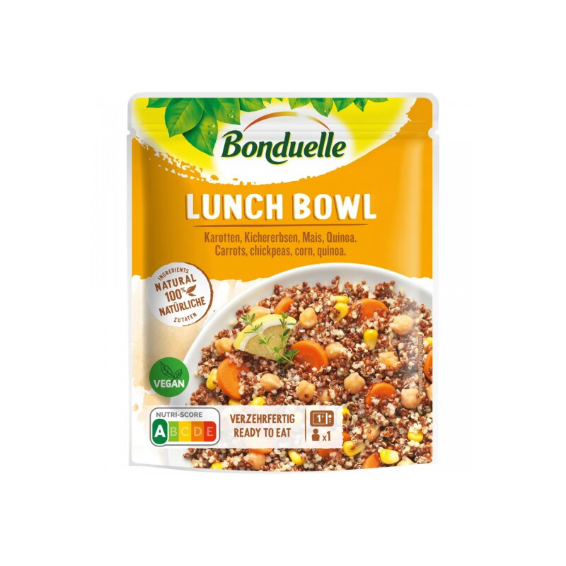 Bonduelle Lunch Bowl Karotten+Kichererbsen+Mais+Quinoa 250g foodpipe [Lebensmittel-Lieferservice Rostock]