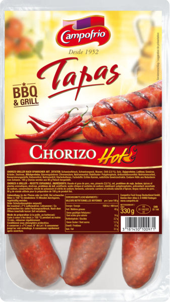 Campofrio Chorizo zum Grillen hot 330g foodpipe [Lebensmittel-Lieferservice Rostock]