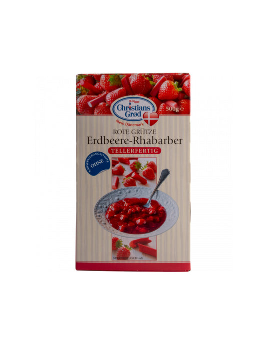 Christians Grod Dänische Grütze Erdbeer-Rhabarber 500g foodpipe [Lebensmittel-Lieferservice Rostock]