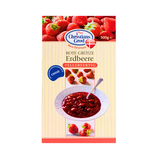 Christians Grod Dänische Rote Grütze Erdbeere 500g foodpipe [Lebensmittel-Lieferservice Rostock]