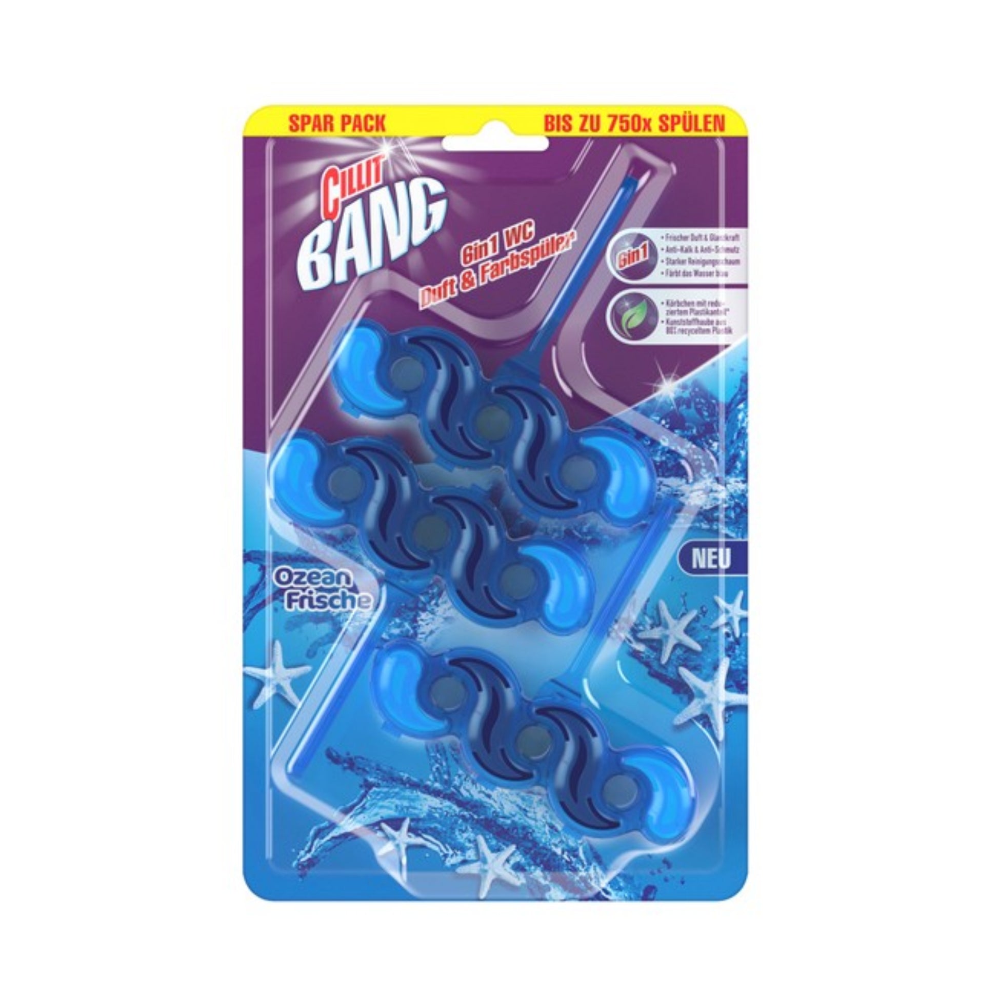 Cillit Bang Blue Wave 6 WC-Blauspüler Ozean Frische 2x35g foodpipe [Lebensmittel-Lieferservice Rostock]
