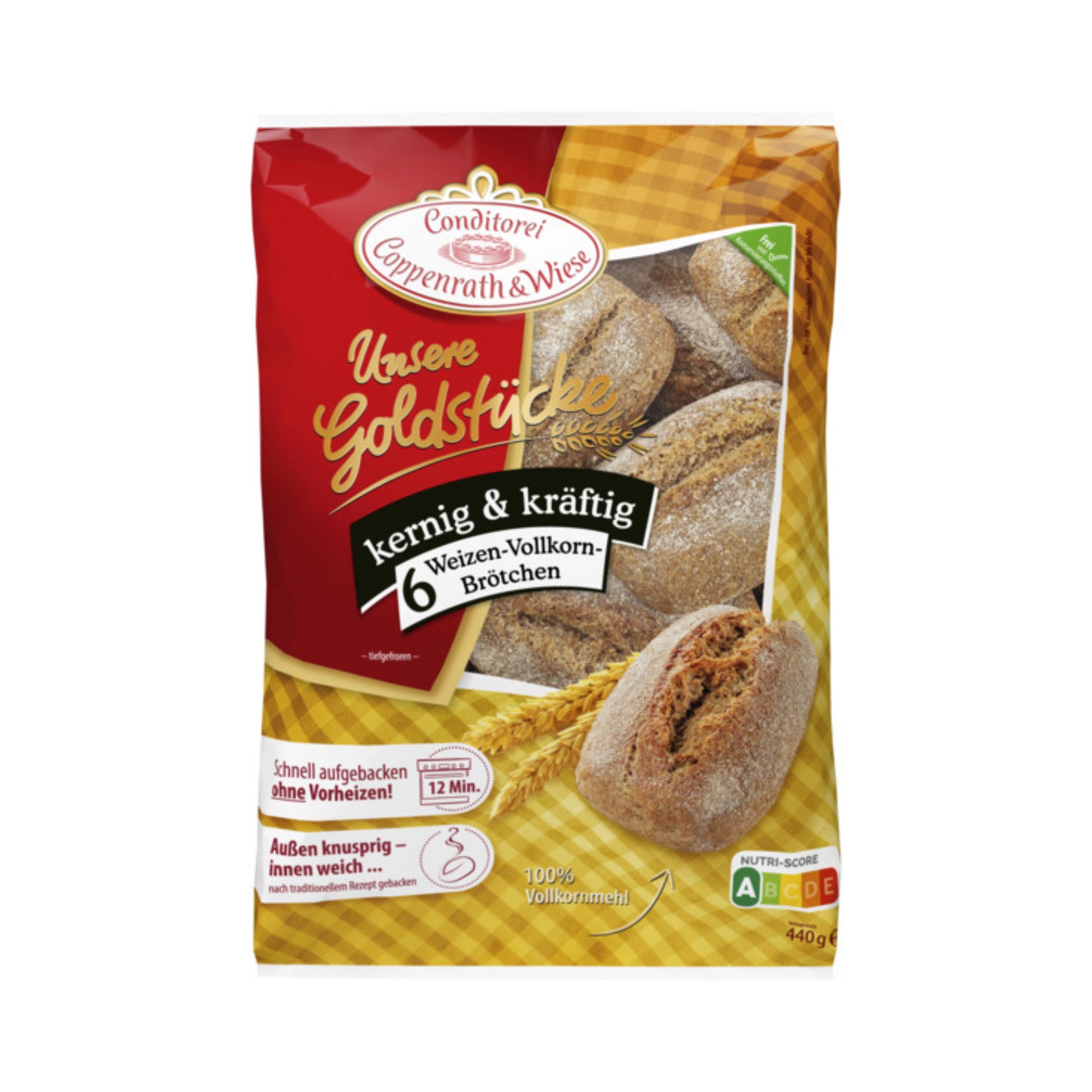 Coppenrath&Wiese Unsere Goldstücke kernig&kräftig 6 Weizen-Vollkorn-Brötchen 440g foodpipe [Lebensmittel-Lieferservice Rostock]